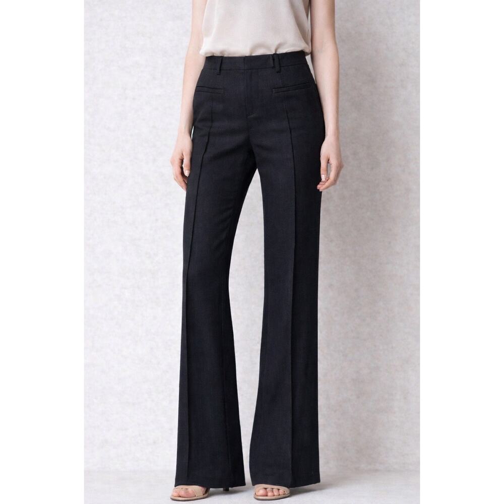 Anthropologie Elevenses Brighton Tailored Black Linen Pants Minimalist Size 2
